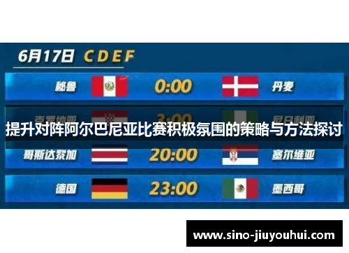 提升对阵阿尔巴尼亚比赛积极氛围的策略与方法探讨 提升对阵阿尔巴尼亚比赛积极氛围的策略与方法探讨